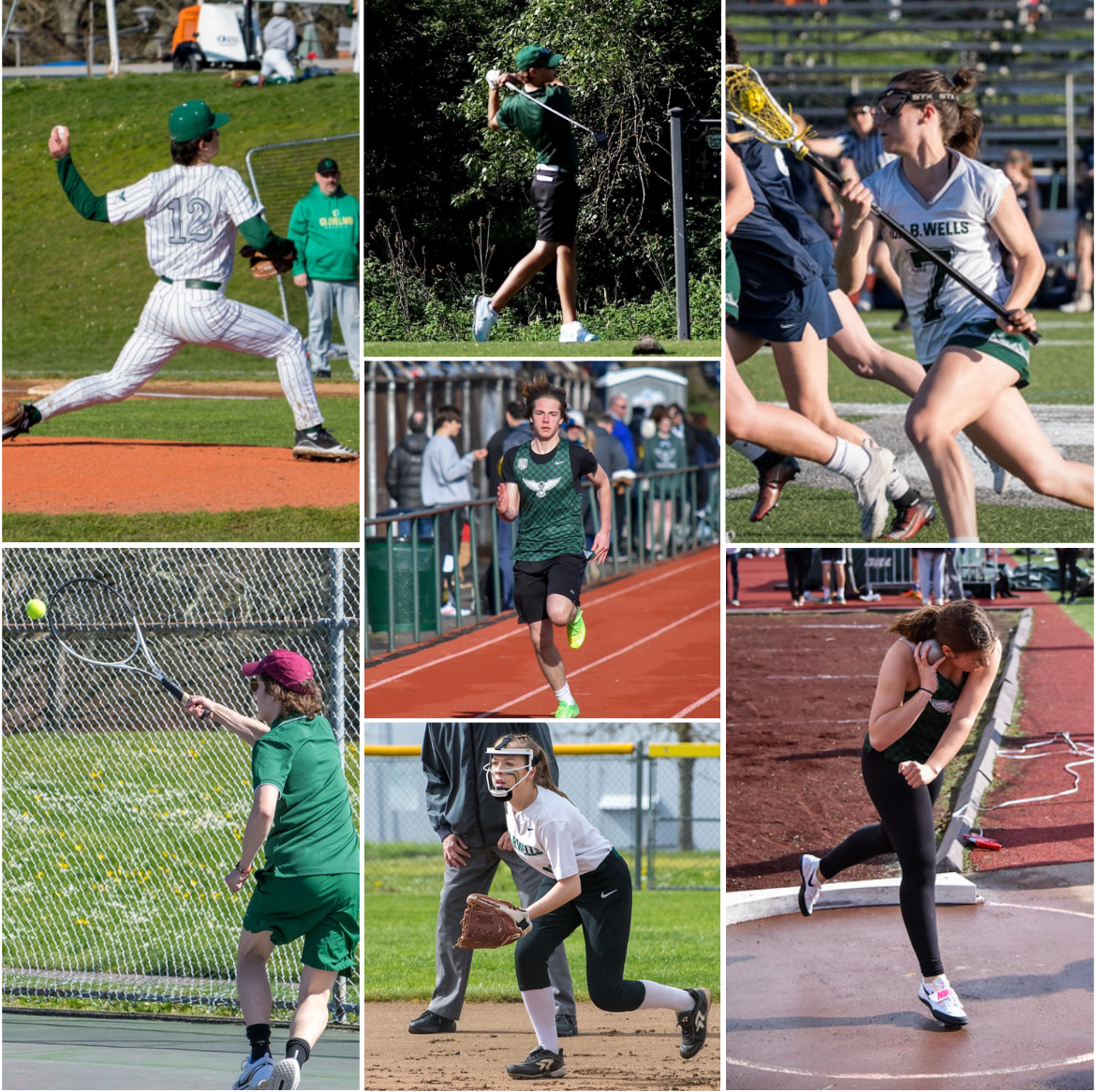 Collage of Spring sports, created by Madeline Wafer , photos from IBW Flickr