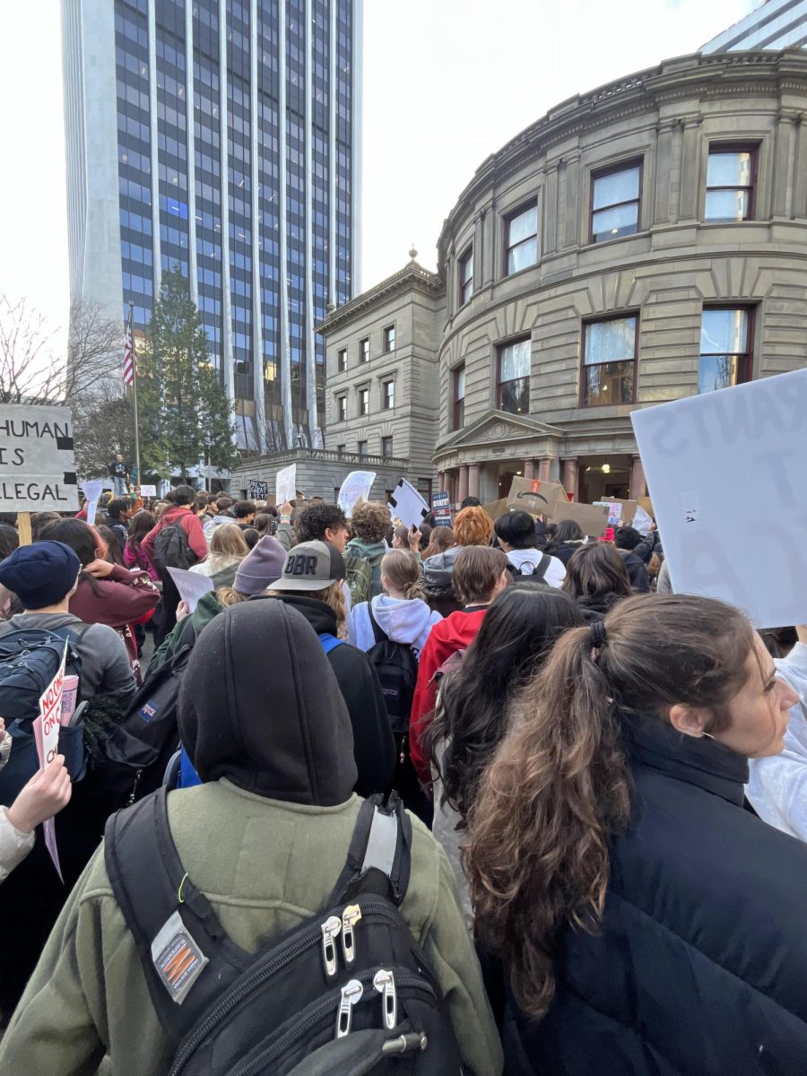 Photo taken by Emma Radosta, a freshman at IBW, at the Jan. 20th ICE walkout in downtown Portland.